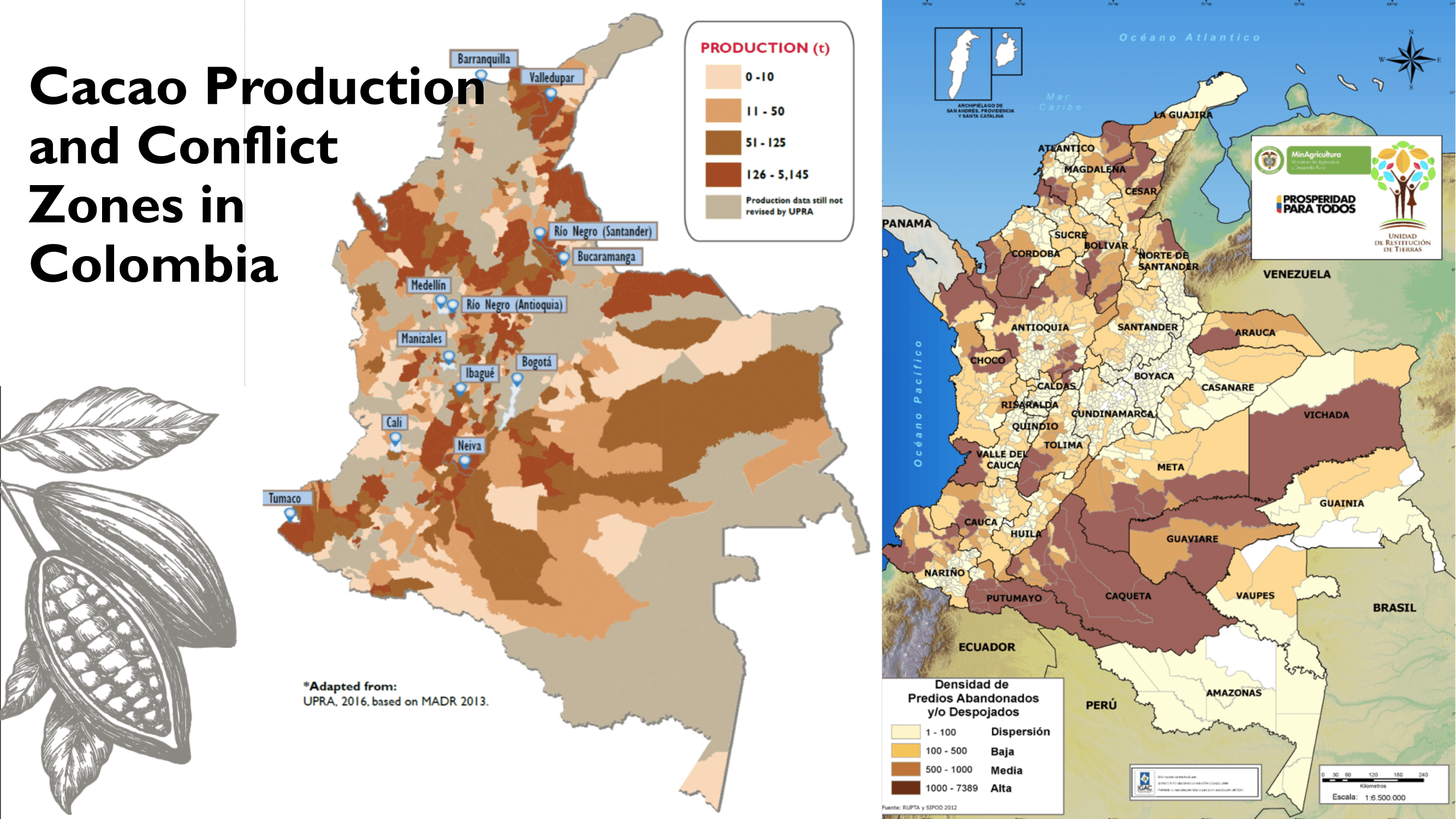 Conflict Zones vs Cacao plantations
